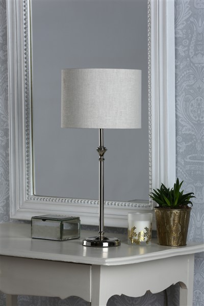 (image for) Laura Ashley Highgrove Table Lamp Polished Nickel With Shade